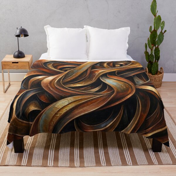 Item preview, Golden Ribbon Flow - Abstract Metallic Bronze 3D Swirl Art designed and sold by Dogandesighn.
