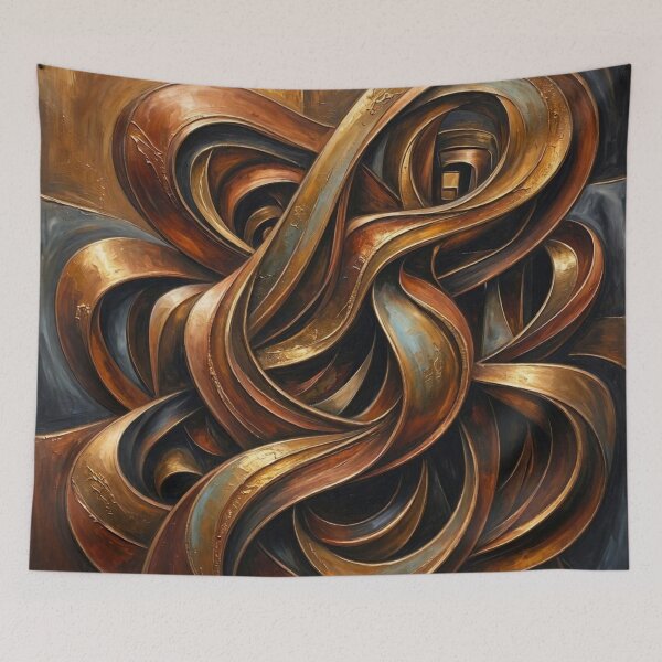 Item preview, Golden Ribbon Flow - Abstract Metallic Bronze 3D Swirl Art designed and sold by Dogandesighn.