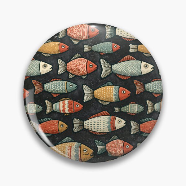 Item preview, Colorful Folk Art Fish Seamless Pattern designed and sold by junkydotcom.