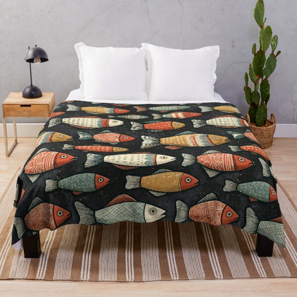 Item preview, Colorful Folk Art Fish Seamless Pattern designed and sold by junkydotcom.