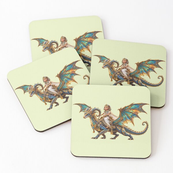 Item preview, Egyptian Queen Riding a Jeweled Dragon – Fantasy Ancient Egypt Art designed and sold by NEFERSIGN.