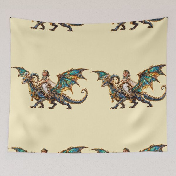 Item preview, Egyptian Queen Riding a Jeweled Dragon – Fantasy Ancient Egypt Art designed and sold by NEFERSIGN.