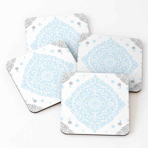 Item preview, Delicate floral pattern in grey and blue designed and sold by Quiet Waters Design.