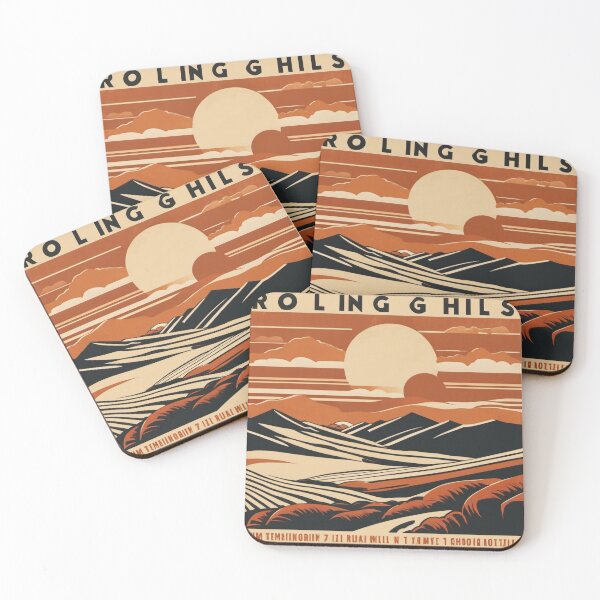 Item preview, Rolling Hills and a Big Sun - Vintage Travel Poster designed and sold by Hidamari's SHOP.