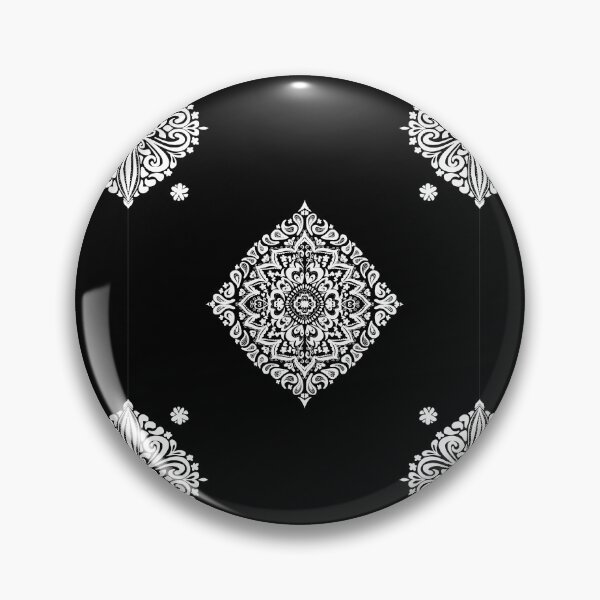 Item preview, Delicate floral pattern small in white on black designed and sold by Quiet Waters Design.