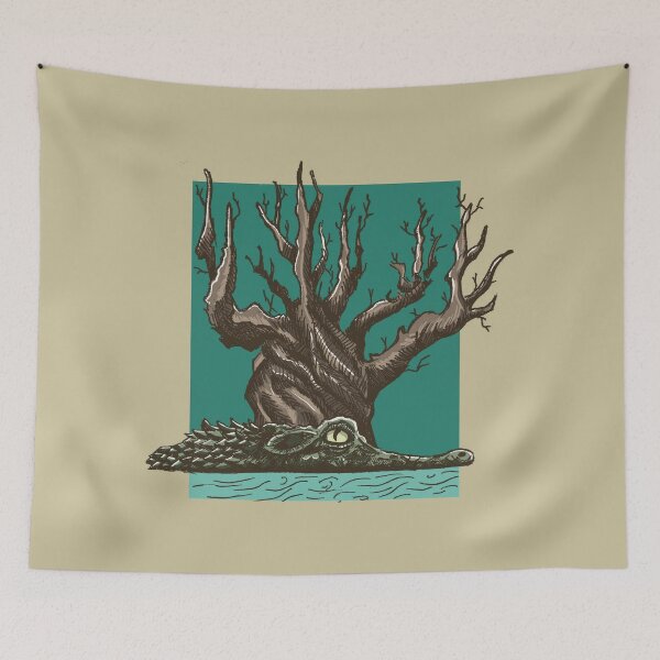 Item preview, Crocodile & Ancient Tree | Swamp Art | Wildlife Illustration designed and sold by Half Mess.