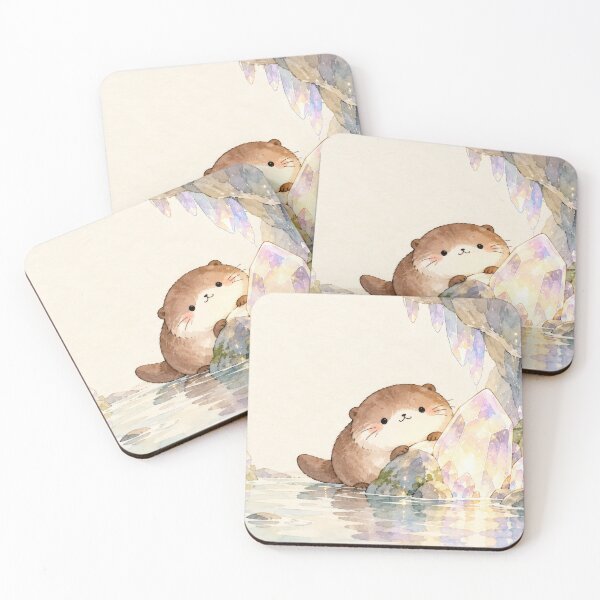 Item preview, Otter Exploring a Glowing Pastel Crystal Cave designed and sold by AshiraCreations.