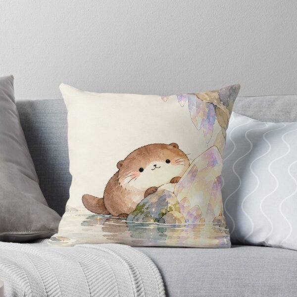 Item preview, Otter Exploring a Glowing Pastel Crystal Cave designed and sold by AshiraCreations.