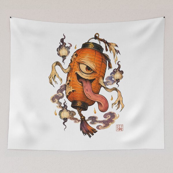 Item preview, Haunted Chochin Obake Lantern – Japanese Yokai Halloween Art designed and sold by kaxymax.