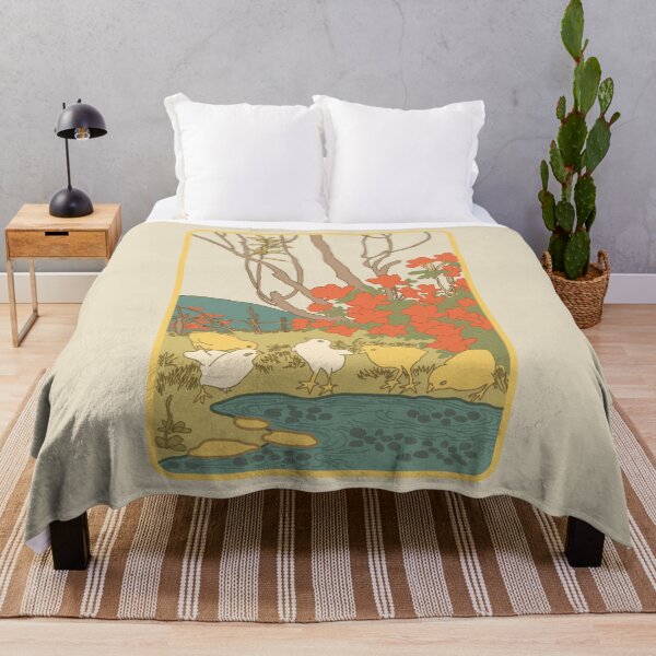 Item preview, Chicks and Azaleas - Vintage Japanese Woodblock Redrawn. designed and sold by EunsooLee.