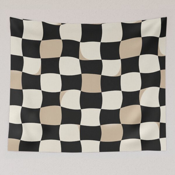 Item preview, Wavy Checkerboard Neutral Black Cream Seamless Pattern designed and sold by Shivora Studio.