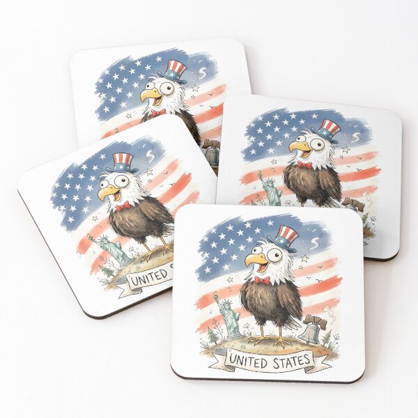 Item preview, Vintage American Bald Eagle with USA Flag designed and sold by EdwinkOne.