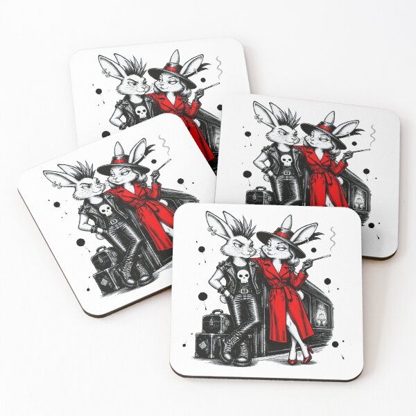 Item preview, Punk Hare Series: Noir Rabbit Duo in Red Trench designed and sold by vivendulies.