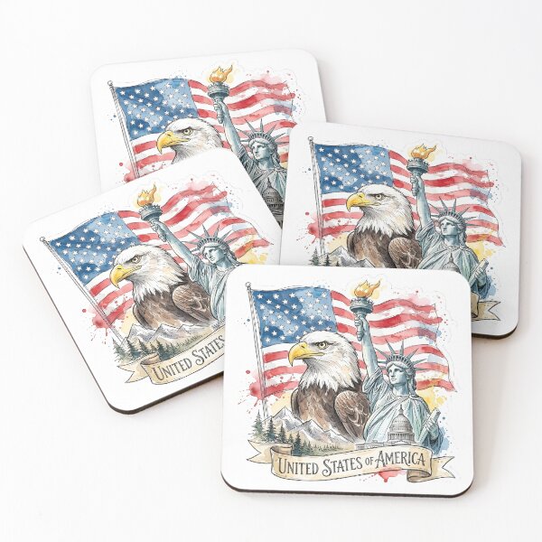 Item preview, Vintage American Bald Eagle with USA Flag designed and sold by EdwinkOne.