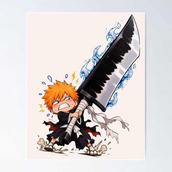 Item preview, Ichigo Struggling to Lift Oversized Zangetsu Blade designed and sold by homedeco12.