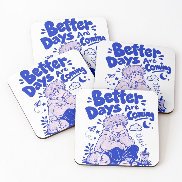 Item preview, Better Days Are Coming Cute Anime Boy and Cat designed and sold by brandingpro.