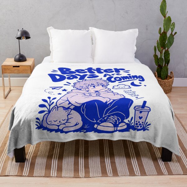 Item preview, Better Days Are Coming Cute Anime Boy and Cat designed and sold by brandingpro.