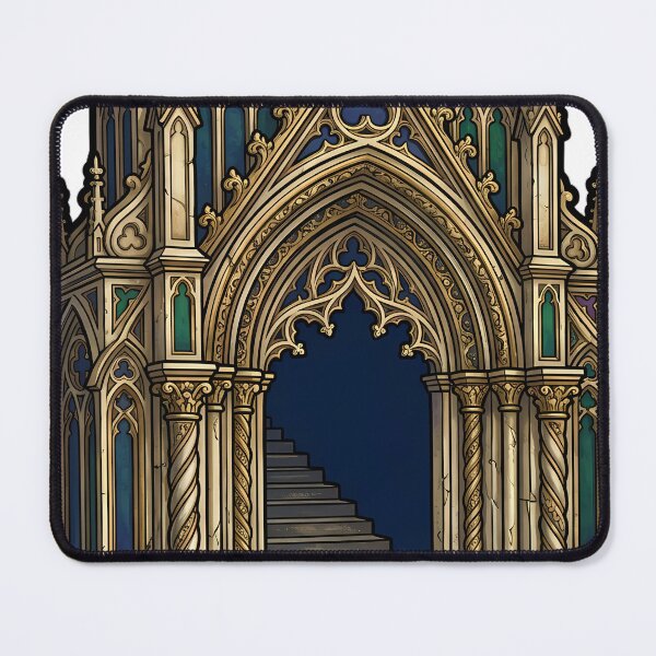 Item preview, Gothic Crypt Entrance - Carved Stone Stair Emblem designed and sold by IllumeInk.