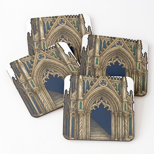 Item preview, Gothic Crypt Entrance - Carved Stone Stair Emblem designed and sold by IllumeInk.