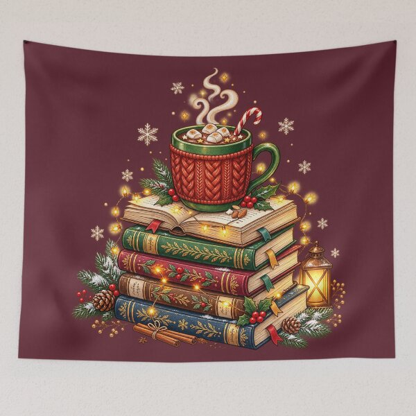 Item preview, Cozy Christmas Books and Hot Cocoa designed and sold by TrinovaCreates.