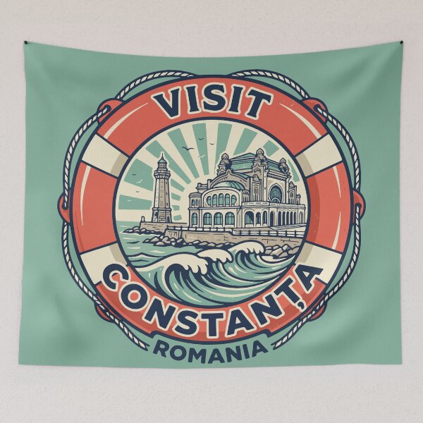 Item preview, Visit Constanța Romania Black Sea Lifebuoy Badge designed and sold by AIG - Andrei Ilie Graphics.