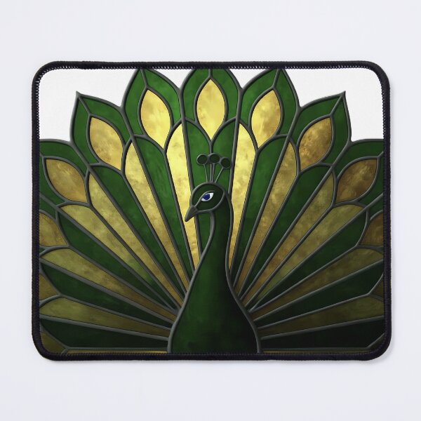 Item preview, Stained Glass Peacock - Fanned Tail Gothic Emblem designed and sold by IllumeInk.
