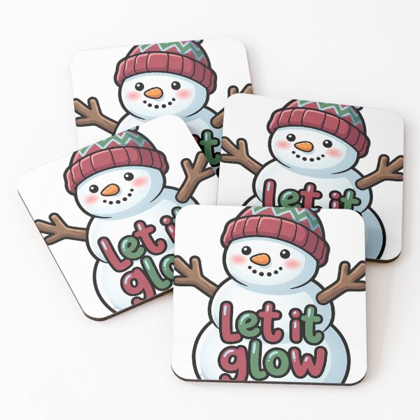 Item preview, Cute Christmas Snowman in a Knitted Bobble Hat - Let It Glow designed and sold by pumsquare.