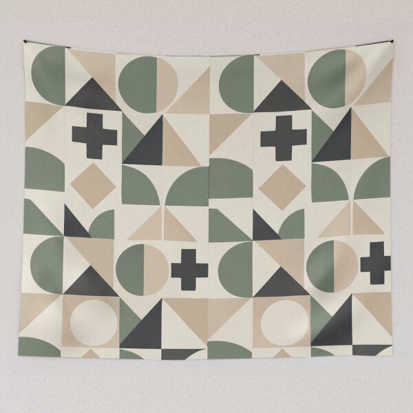 Item preview, Modern Mid Century Geometric Mosaic Sage Green Seamless Pattern designed and sold by Shivora Studio.