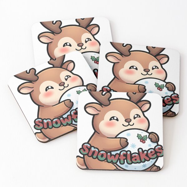 Item preview, Cute Christmas Snow Day Reindeer Calf Hugging a Big Snowball - Snowflakes designed and sold by pumsquare.