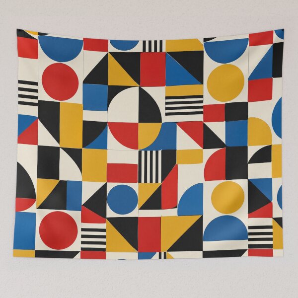 Item preview, Retro Bauhaus Abstract Primary Colors Geometric Seamless Pattern designed and sold by Shivora Studio.