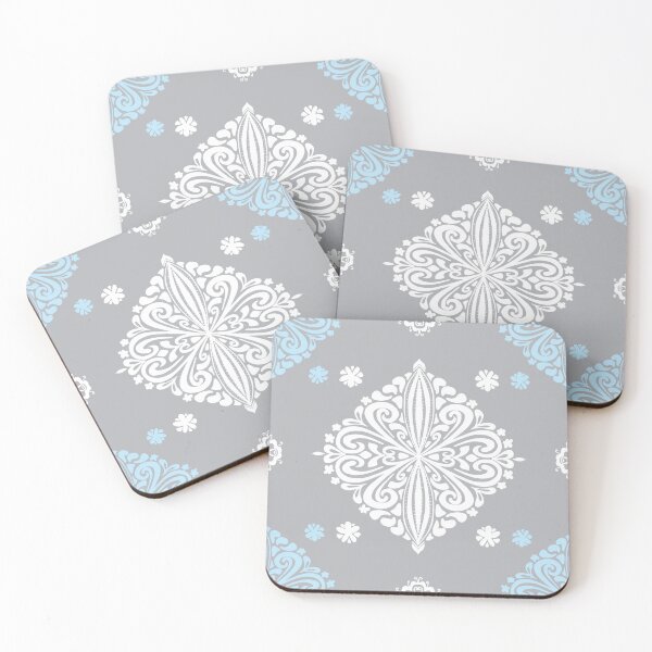 Item preview, Delicate floral pattern small in grey and blue designed and sold by Quiet Waters Design.