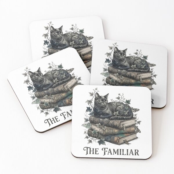 Item preview, The Familiar Black Cat on Gothic Books Dark Academia Art designed and sold by Luminari Creations.