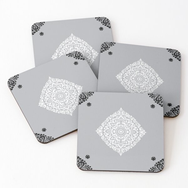Item preview, Delicate floral pattern small in white on grey designed and sold by Quiet Waters Design.