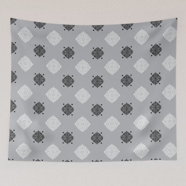 Item preview, Delicate floral pattern small in white on grey designed and sold by Quiet Waters Design.