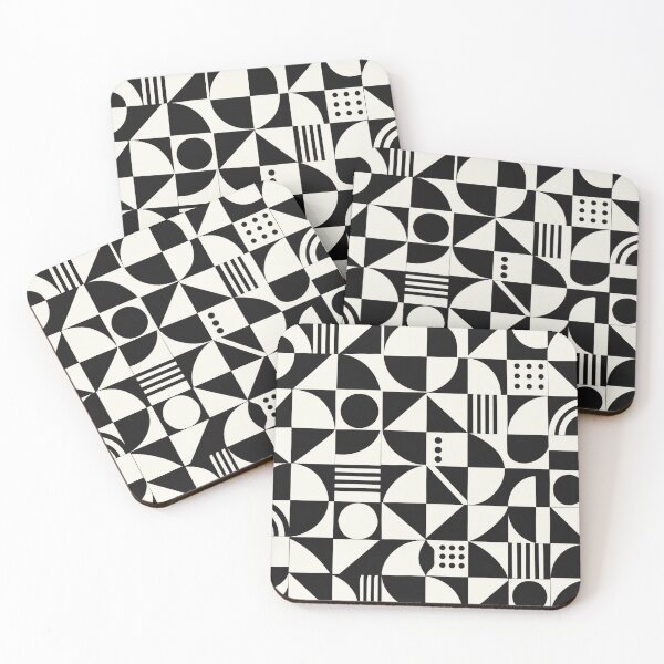 Item preview, Minimalist Black and White Bauhaus Geometric Mosaic Seamless Pattern designed and sold by Shivora Studio.