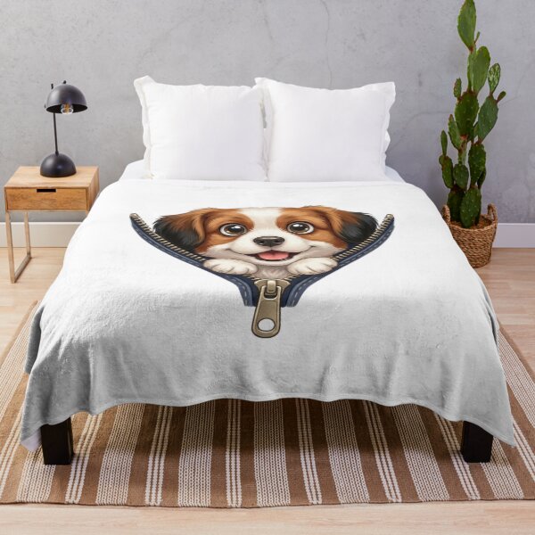 Item preview, Cute Puppy Peeking from Zipper - Happy Cavalier King Charles Spaniel Art designed and sold by ODELUNITY.