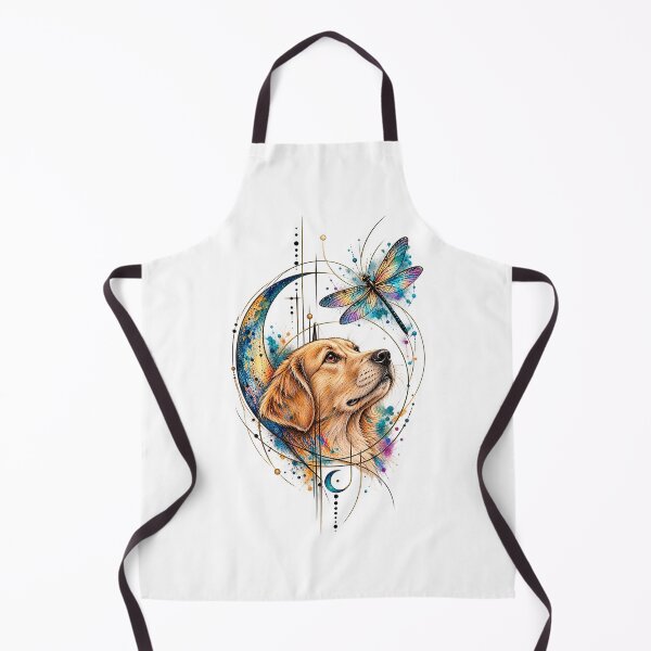 Item preview, Golden Dog Portrait with Butterfly and Crescent Moon designed and sold by MichalHau.