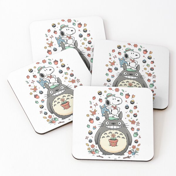 Item preview, Totoro, Snoopy, and Friends Surrounded by Acorns and Blossoms designed and sold by homedeco12.