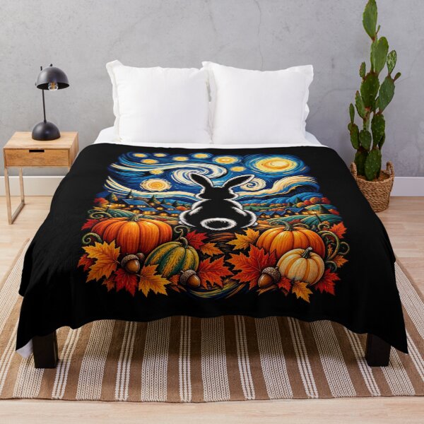 Item preview, Lone Bunny Starry Night Pumpkin rabbit Patch Celestial Moon Art designed and sold by lamiarte.