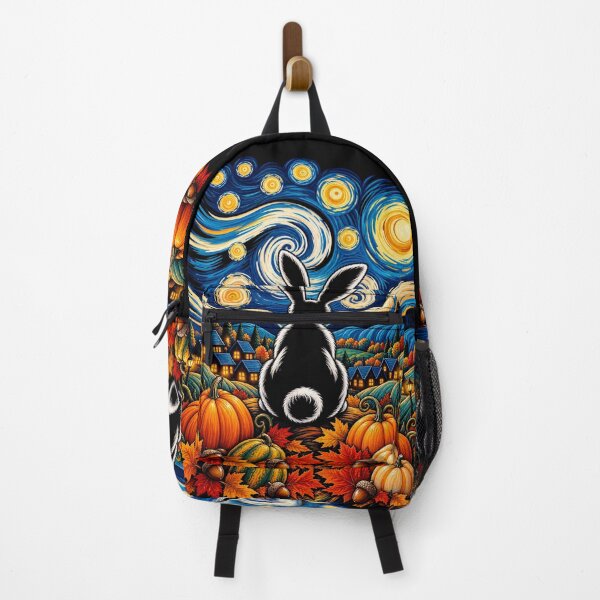 Item preview, Lone Bunny Starry Night Pumpkin rabbit Patch Celestial Moon Art designed and sold by lamiarte.