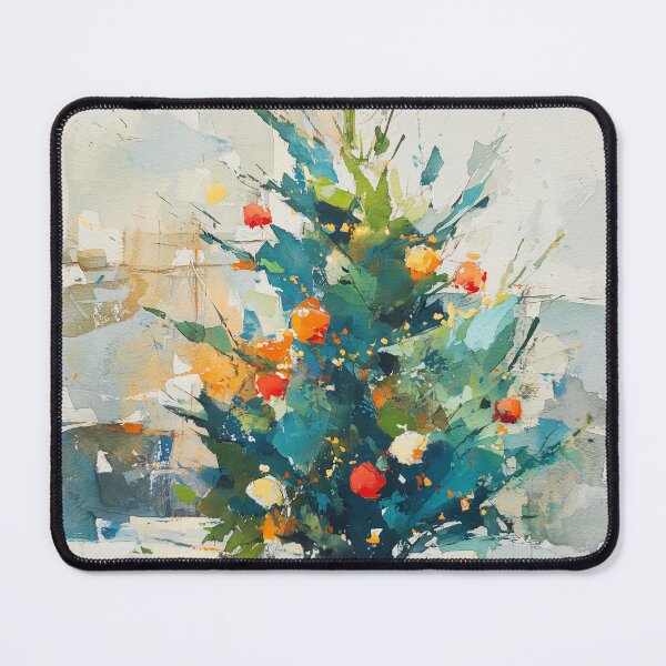 Item preview, Watercolor Christmas Tree with Red and Orange Ornaments designed and sold by solynneart.
