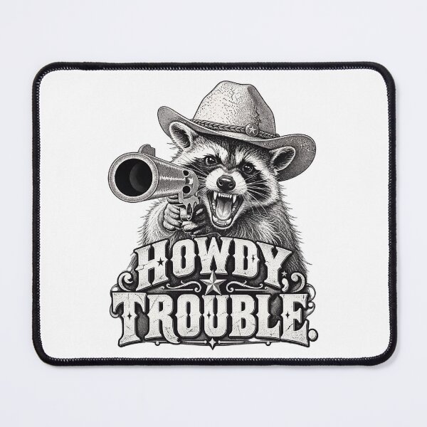 Item preview, Raccoon Cowboy with Pistol Howdy Trouble Wild West Art designed and sold by DigitalPartisan.