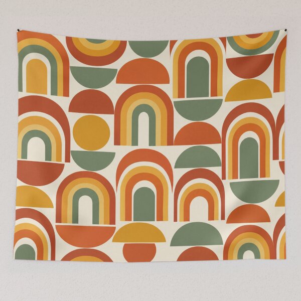 Item preview, Retro 70s Rainbow Arches Mid Century Geometric Seamless Pattern designed and sold by Shivora Studio.