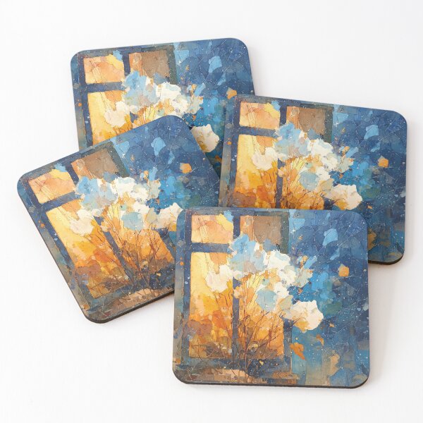Item preview, Snowy Night Window Glowing with Amber Light designed and sold by solynneart.