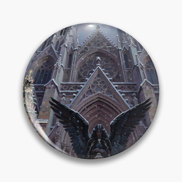 Item preview, Dark Angel Gothic Christmas Cathedral Under a Full Moon Fantasy Art designed and sold by cr6zym1nd.