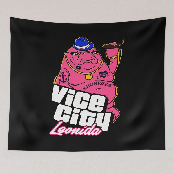 Item preview, Pink Hippo Gangster Neon Tropical Art designed and sold by Huresamush.
