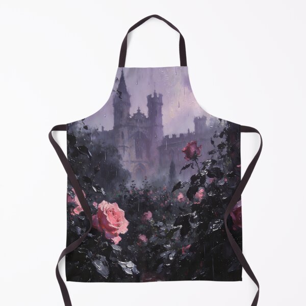 Item preview, Gothic Rose Garden in the Rain with Haunted Castle, Dark Romantic Fantasy Landscape designed and sold by cr6zym1nd.