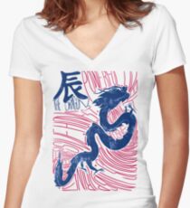 The Dragon Chinese Zodiac Sign Women's Fitted V-Neck T-Shirt