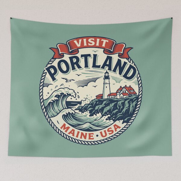 Item preview, Visit Portland Maine USA Lighthouse and Crashing Waves designed and sold by AIG - Andrei Ilie Graphics.