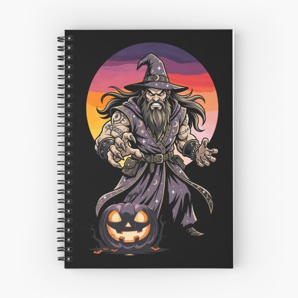 Item preview, Wizard with Pumpkin Halloween Cartoon designed and sold by BareCanvasCompany.